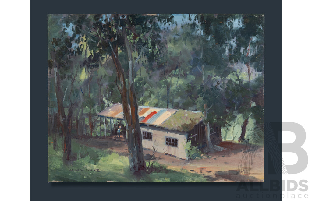 Allan Waite, (20th Century, Australian, 1924-2010), Home in the Bush, Signed Lower Left, 35.5 x 45.5 cm (overall)