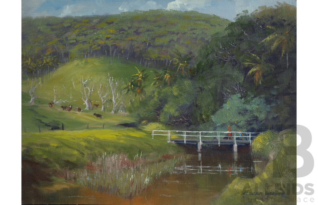 Allan Waite, (20th Century, Australian, 1924-2010), Old Settlement, Signed Lower Right, Titled and Inscribed Verso, Oil on Canvas Board, 30.5 x 40.5 cm (overall)