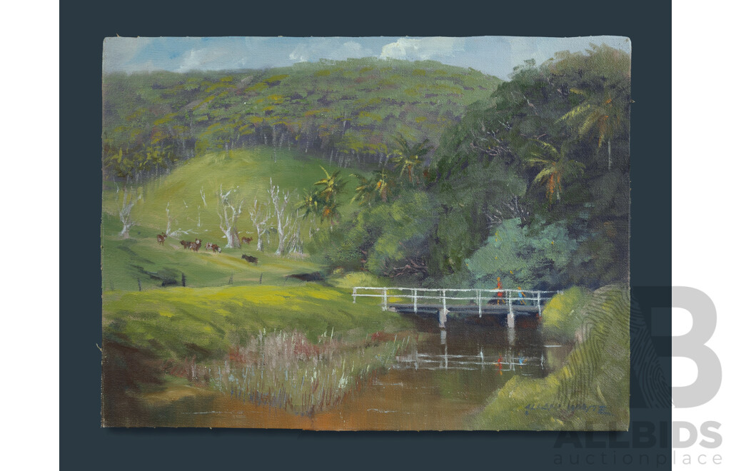 Allan Waite, (20th Century, Australian, 1924-2010), Old Settlement, Signed Lower Right, Titled and Inscribed Verso, Oil on Canvas Board, 30.5 x 40.5 cm (overall)