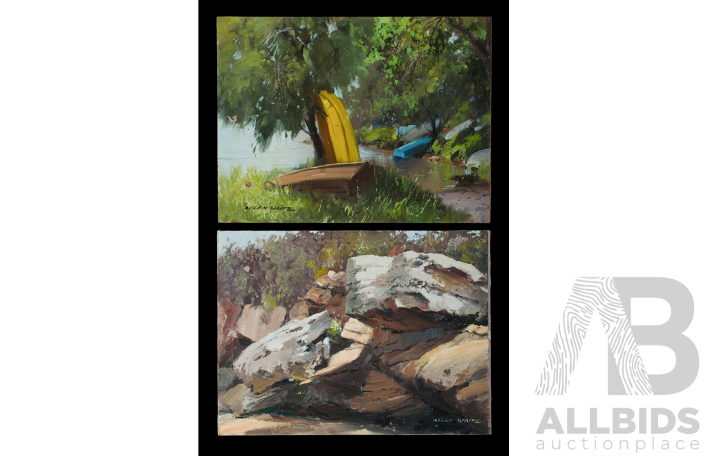 WAITE, Allan (1924-2010) (2)'Chip Off the Old Block, Chowder Bay' (oil on canvas on board); & 'Tambourine Bay' (oil on board)