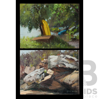 WAITE, Allan (1924-2010) (2)'Chip Off the Old Block, Chowder Bay' (oil on canvas on board); & 'Tambourine Bay' (oil on board)