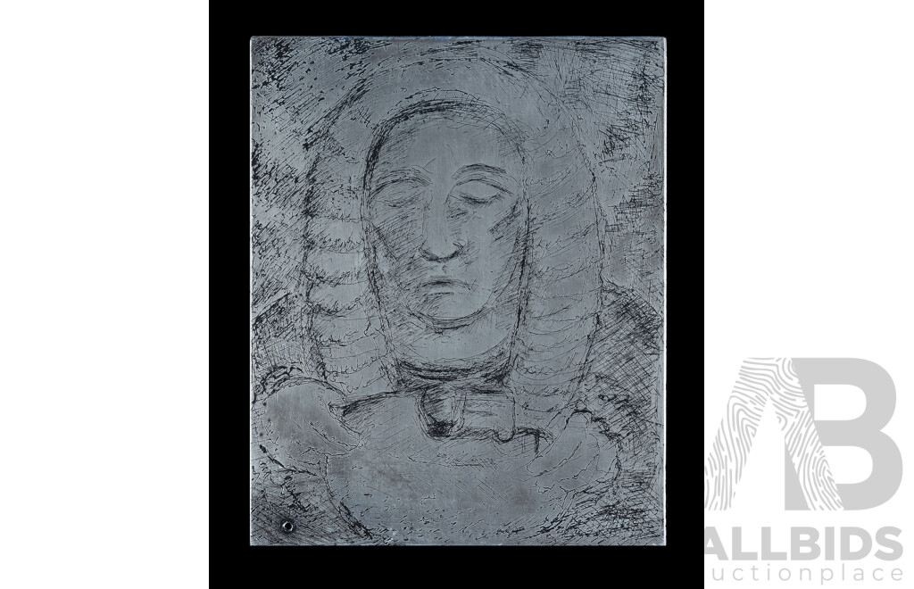 David Boyd, (20th Century, Australian, 1924-2011) (2) 'Judge Holding Mask' (From the Trial Series), Zinc Etching Plate & Original Etching, 26.5 x 21.5 cm (plate and Image) (2)