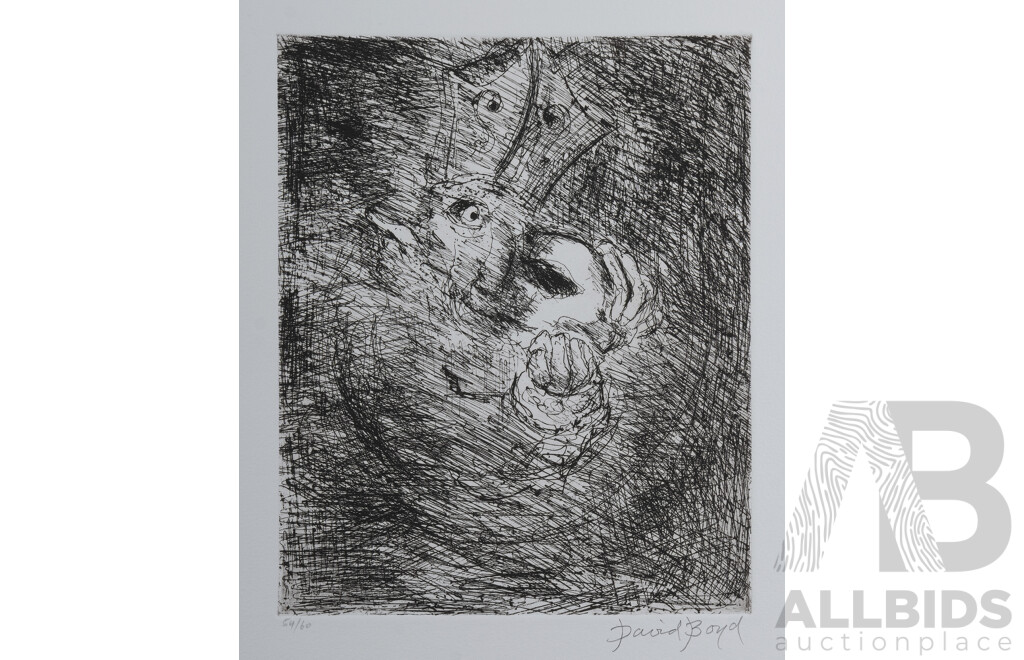 David Boyd, (20th Century, Australian, 1924-2011) 'The Prisoner' (From the Trial Series), Original Zinc Plate Etching & Original Etching, 26.5 x 21.5 cm (plate and image) (2)