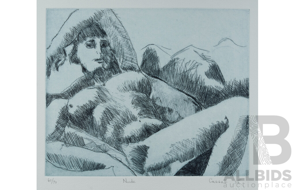 Judy Cassab, (20th Century, Australian, 1920-2015) (2) 'Nude,' (2005), Original Zinc Etching Plate & Original Etching, 40.5 x 51.5 cm (sheet) (2)