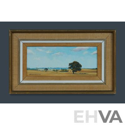 Brian Blanchard, (20th Century, Australian, 1934-2015) Towards Canberra, Oil on Canvas Board, 24 x 39 cm (frame)