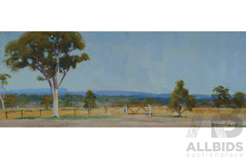 Brian Blanchard, (20th Century, Australian, 1934-2015) 'Bundanoon [NSW]', Oil on Board, 15 x 37.5 cm (image)