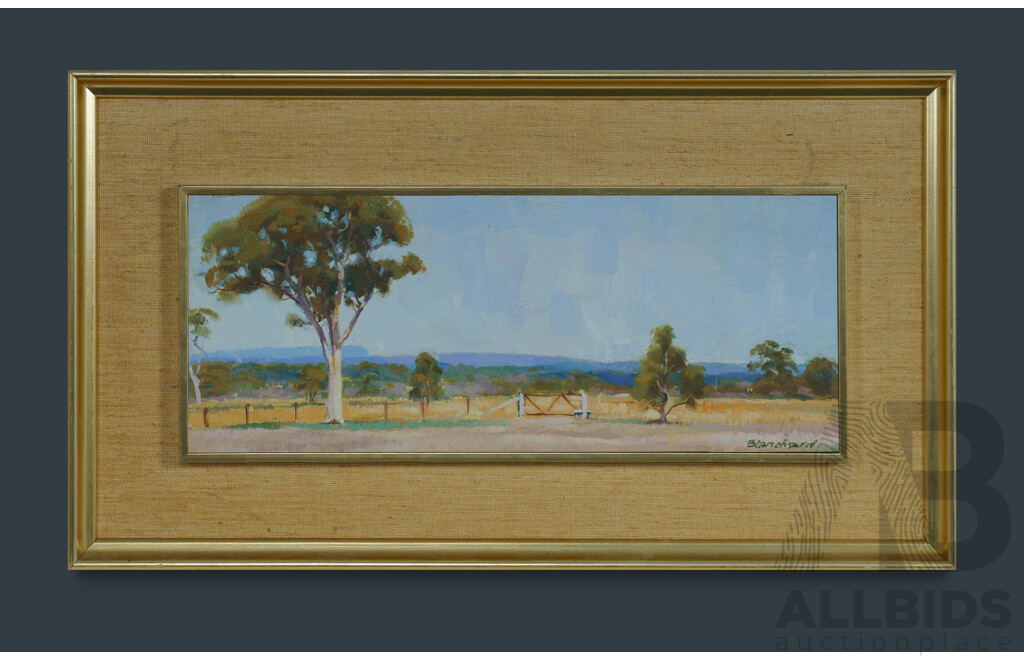 Brian Blanchard, (20th Century, Australian, 1934-2015) 'Bundanoon [NSW]', Oil on Board, 15 x 37.5 cm (image)