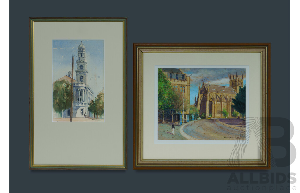 BLANCHARD, Brian (1934-2015) (2) 'Paddington Town Hall' ; and 'St Mary's Cathedral [Sydney]'