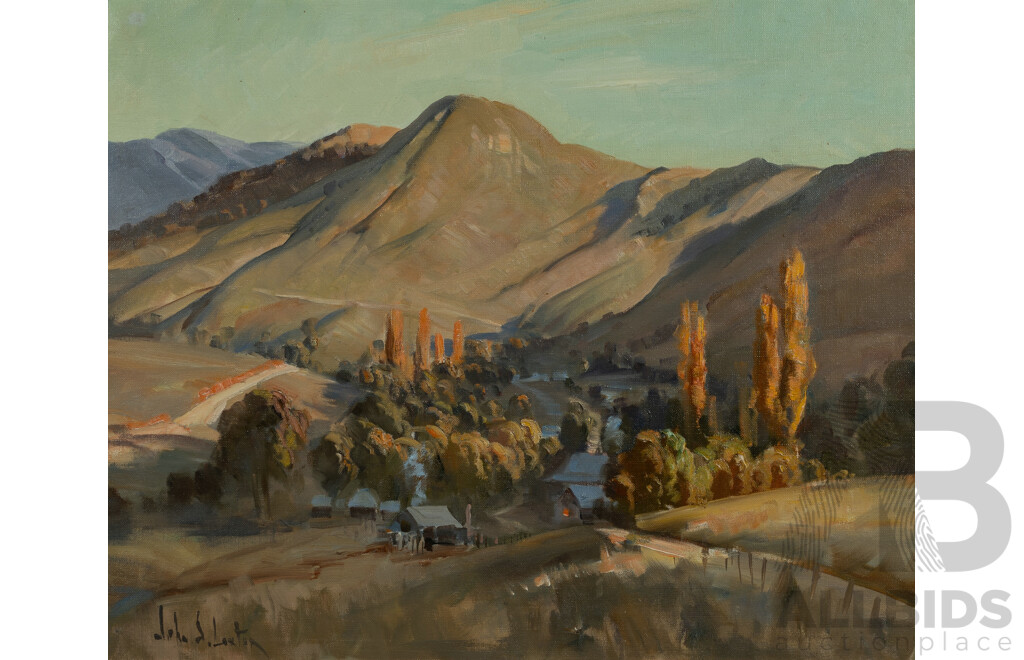 LOXTON, John S (1903-1969) Afternoon Light, Farm in a River Valley. 