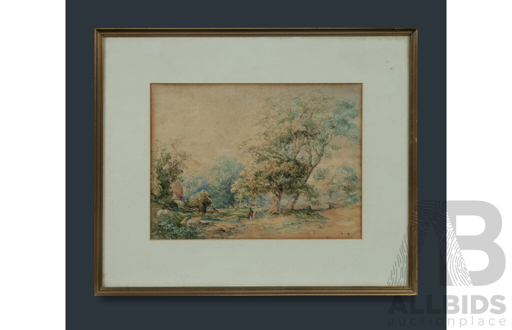 Artist Unknown, Country Scene with Figure 