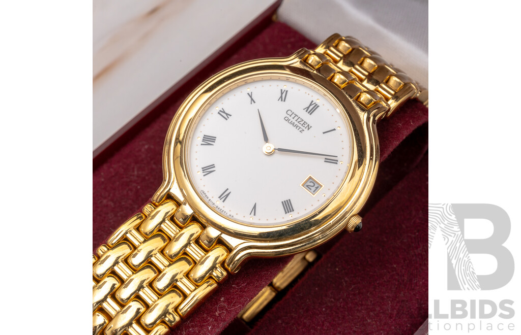 Citizen Quartz 6110 Gold plated case and band. Original box.