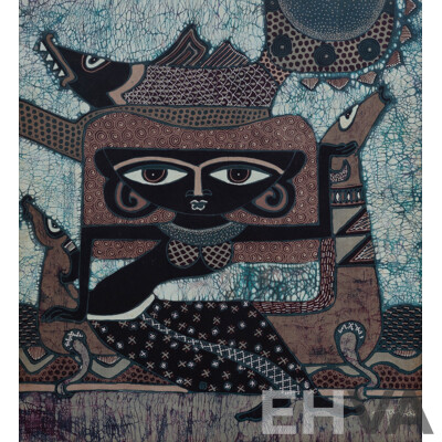 JAKA, (Indonesian) (2) Pair of Batiks Featuring Women, Fish and Birds