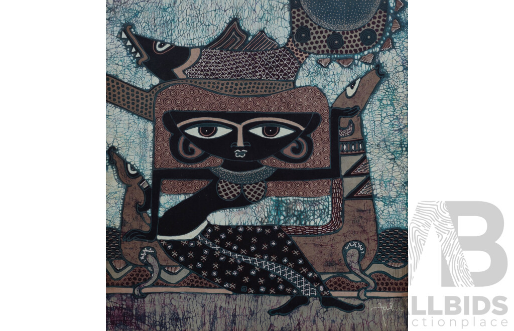 JAKA, (Indonesian) (2) Pair of Batiks Featuring Women, Fish and Birds