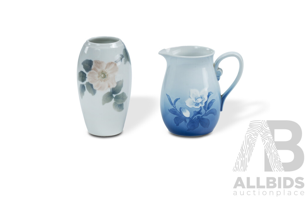 Bing and Grondahl Vase and Jug Each with Floral Decoration