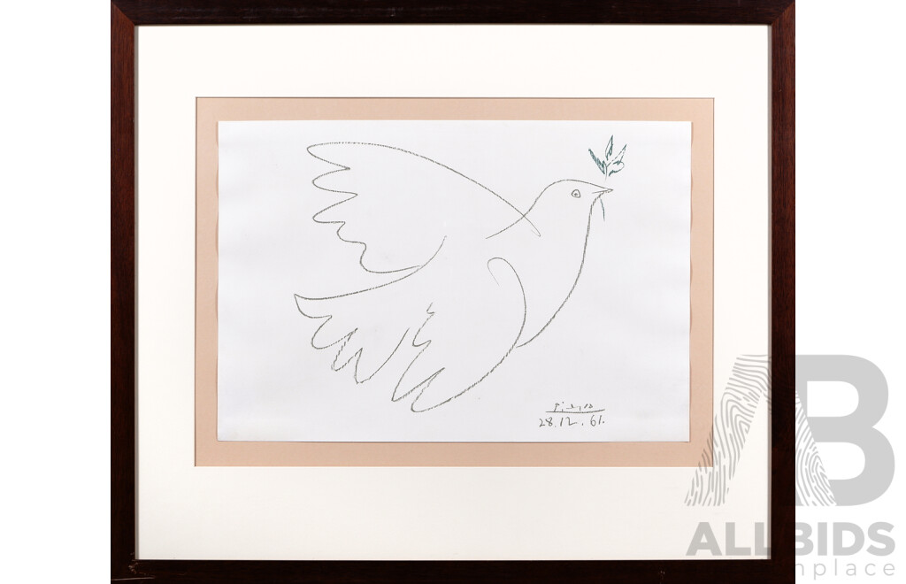 After Pablo Picasso, (Spanish 1881-1973) 'Dove of Peace,' 1961 (printed later), Lithograph, 69 x 81 cm (frame)