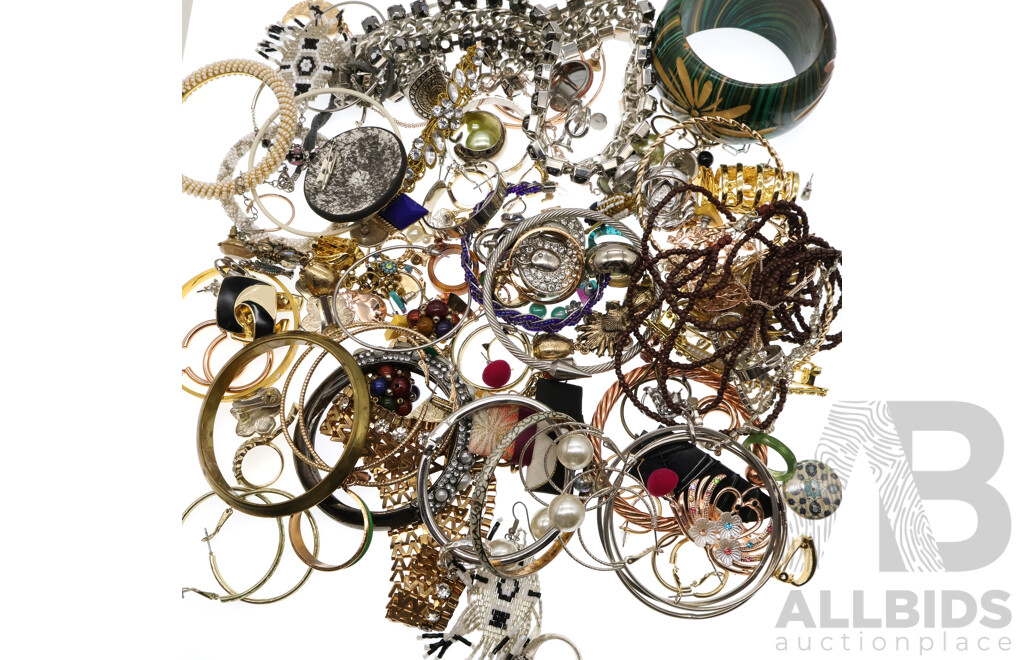 Large Collection of Interesting Costume Jewellery Items in Tin