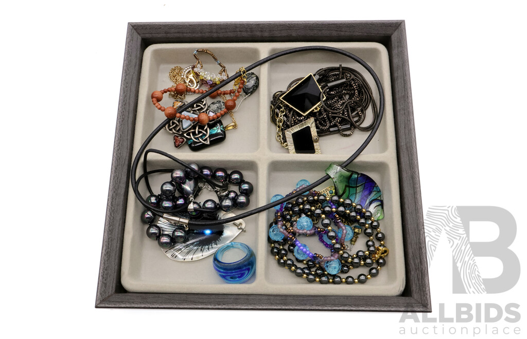 Large Collection of Vintage Costume Jewellery Including Sunstone Necklace and Bracelet in Howards Storage Stackable Jewellery Box