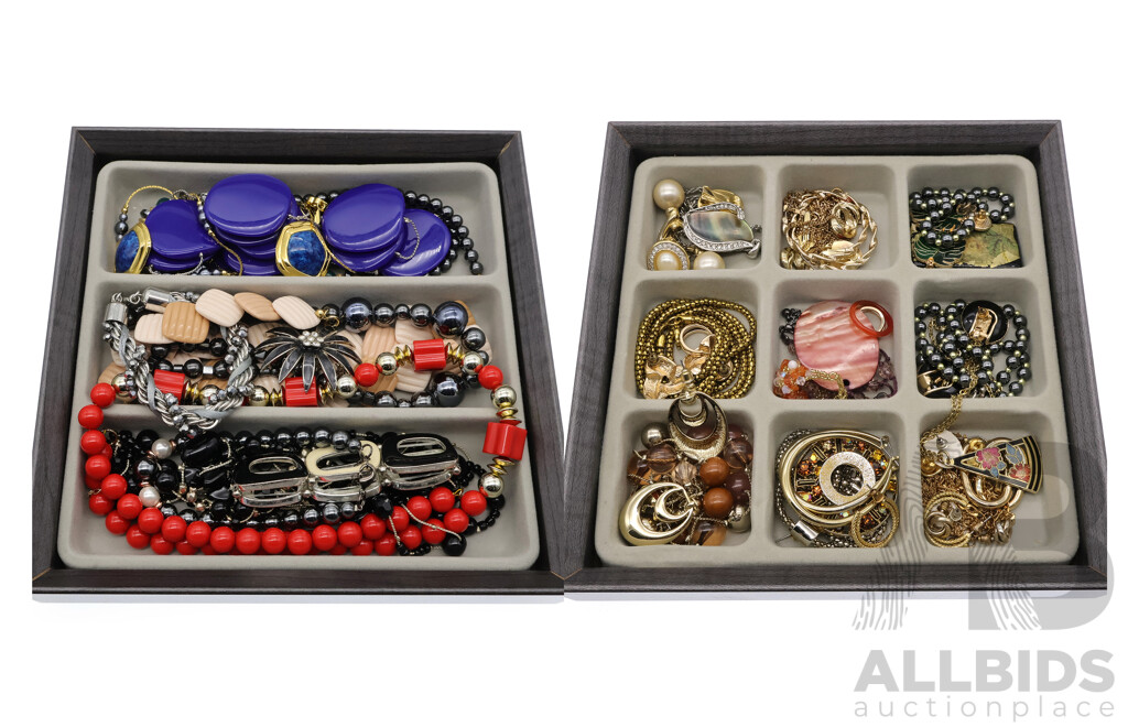 Large Collection of Vintage Costume Jewellery Items in Howards Storage Stackable Jewellery Box