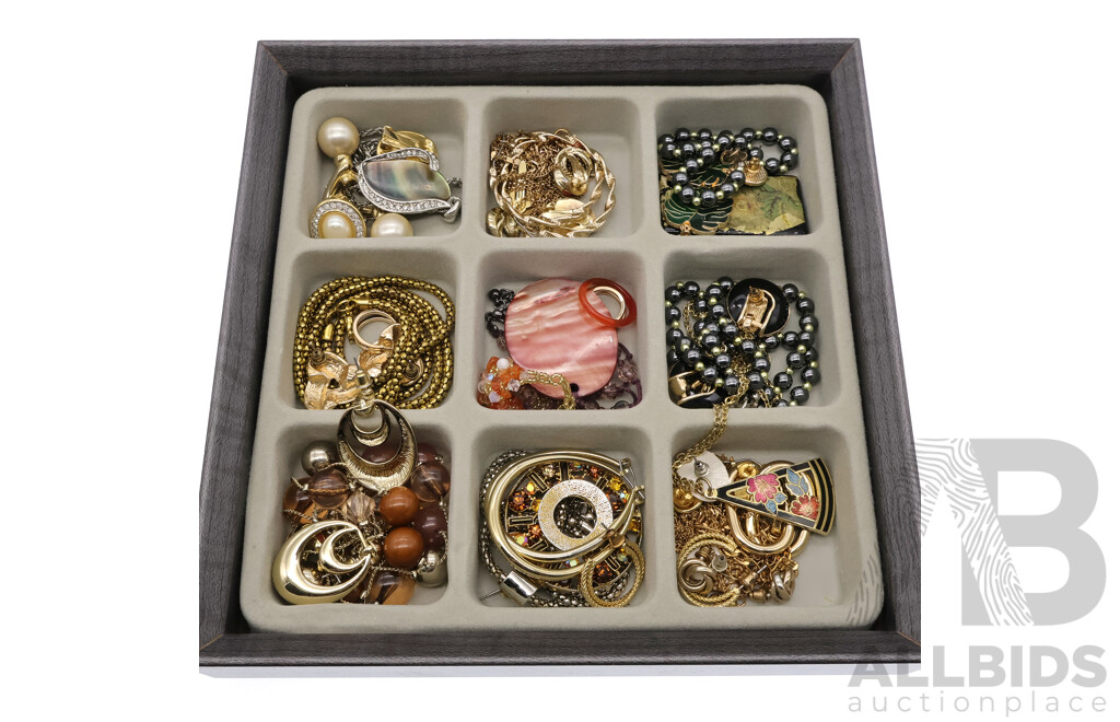 Large Collection of Vintage Costume Jewellery Items in Howards Storage Stackable Jewellery Box