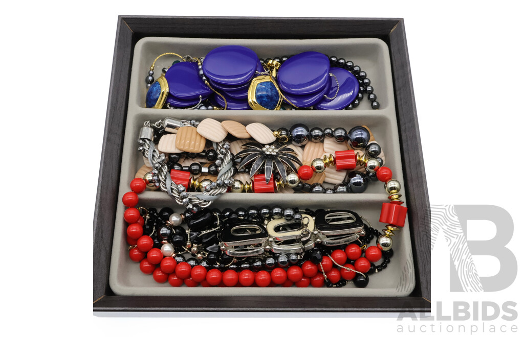 Large Collection of Vintage Costume Jewellery Items in Howards Storage Stackable Jewellery Box