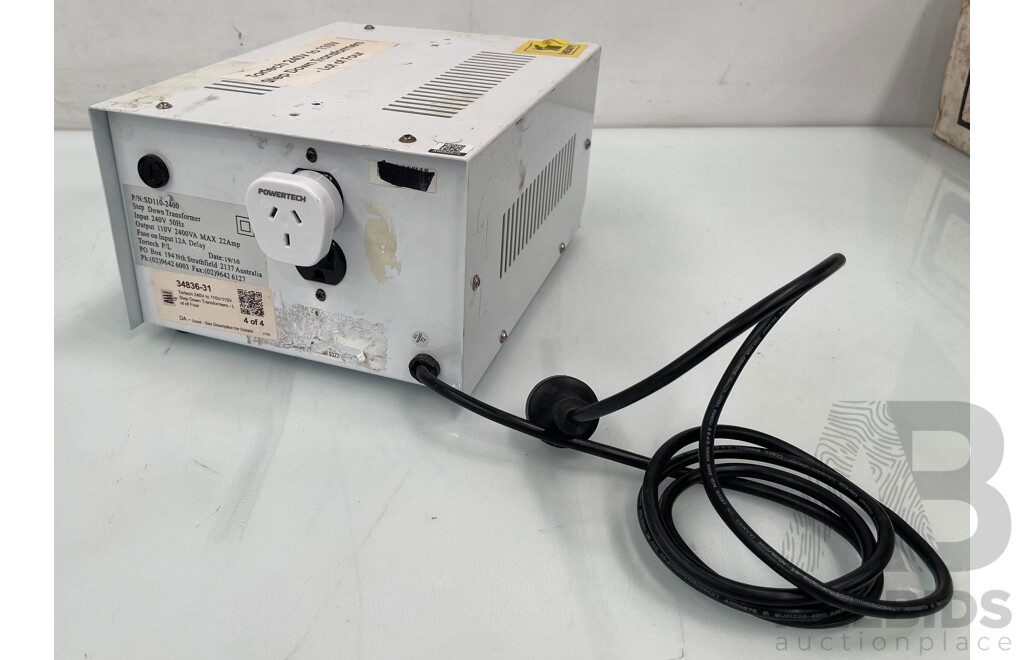 Tortech 240V to 115V/110V Step Down Transformer