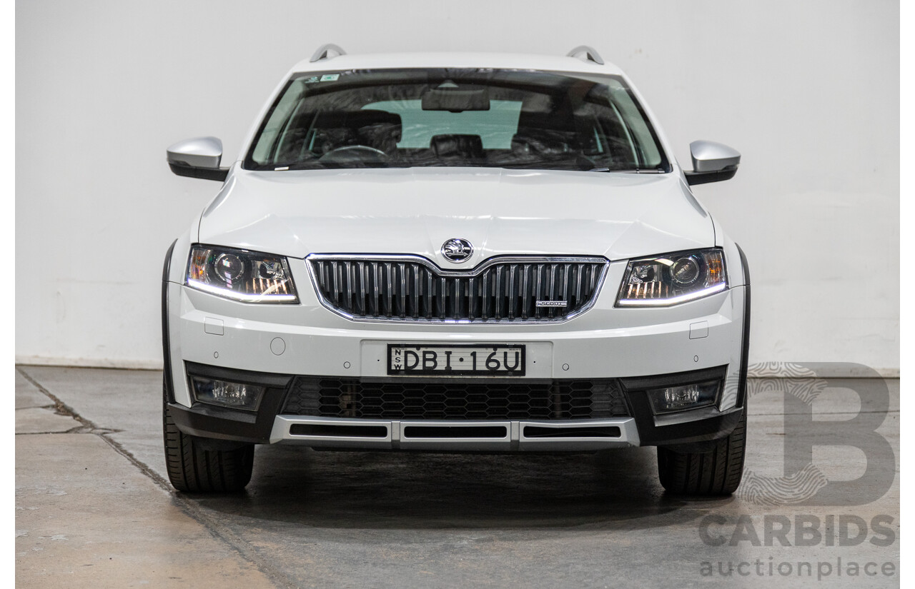 11/2015 Skoda Octavia Scout 135 TDI (4x4) NE MY15 4d Wagon Moon White Turbo Diesel 2.0L