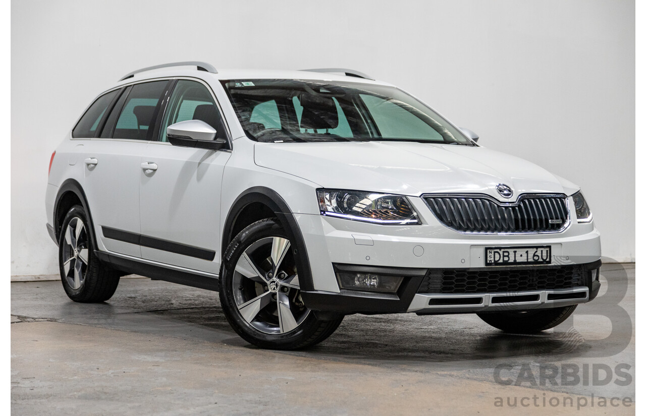 11/2015 Skoda Octavia Scout 135 TDI (4x4) NE MY15 4d Wagon Moon White Turbo Diesel 2.0L