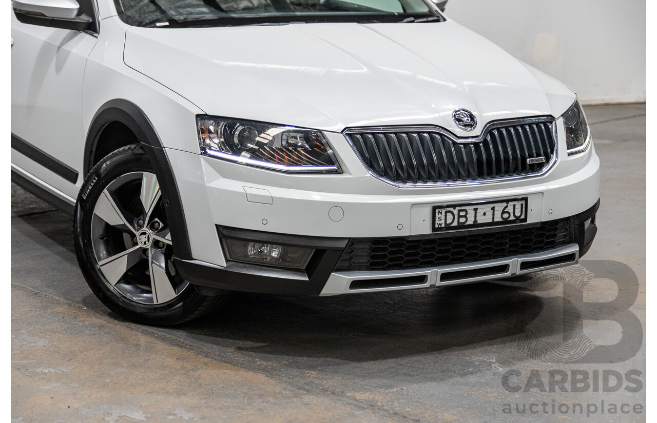 11/2015 Skoda Octavia Scout 135 TDI (4x4) NE MY15 4d Wagon Moon White Turbo Diesel 2.0L