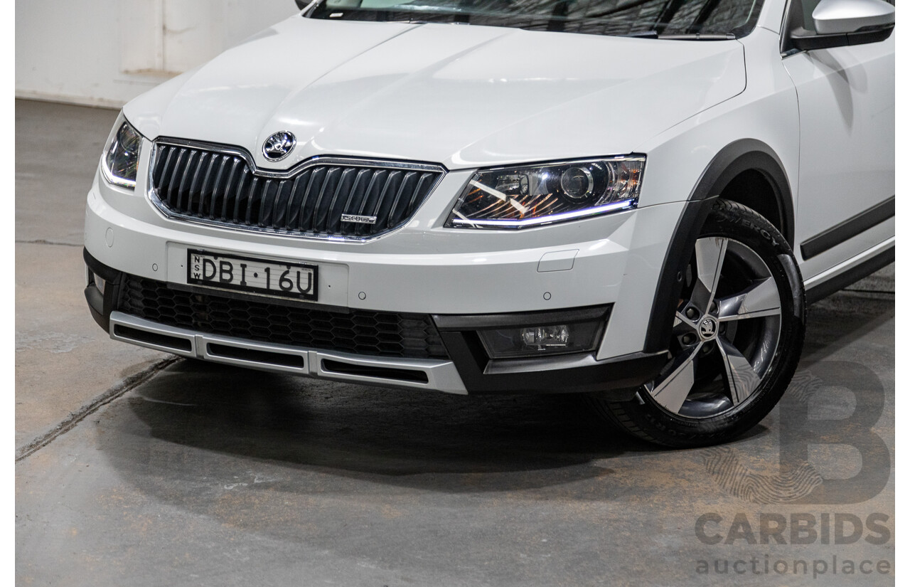 11/2015 Skoda Octavia Scout 135 TDI (4x4) NE MY15 4d Wagon Moon White Turbo Diesel 2.0L