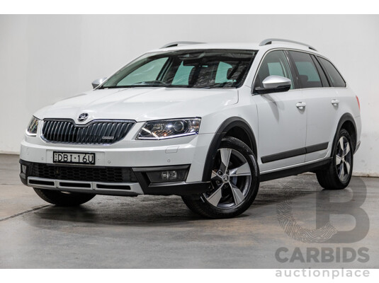 11/2015 Skoda Octavia Scout 135 TDI (4x4) NE MY15 4d Wagon Moon White Turbo Diesel 2.0L