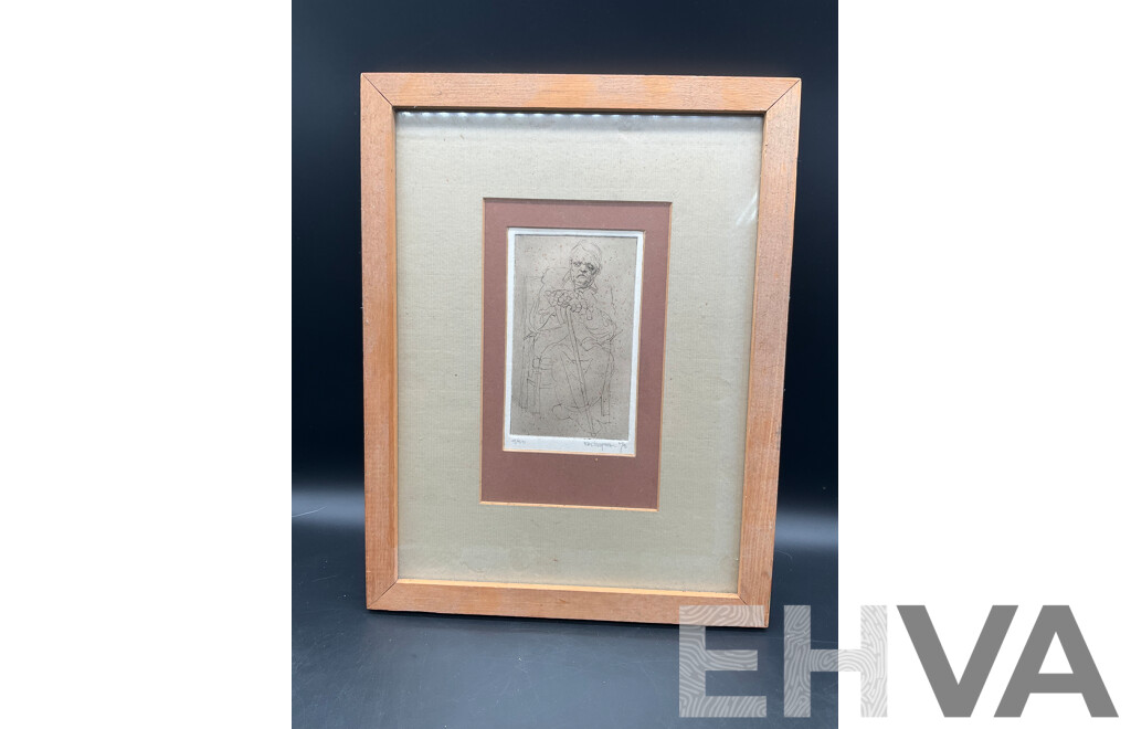 Portrait of Man by RONCHAPMAN (1975) -  33 X 25 Cm (frame)