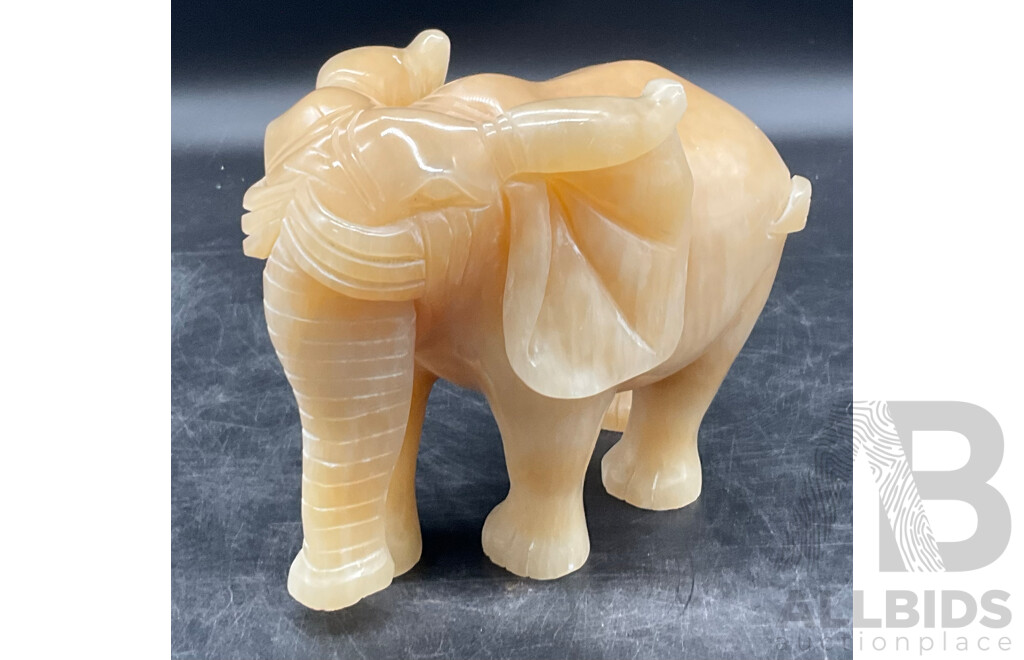 Carved Semi-Precious Elephant Statue