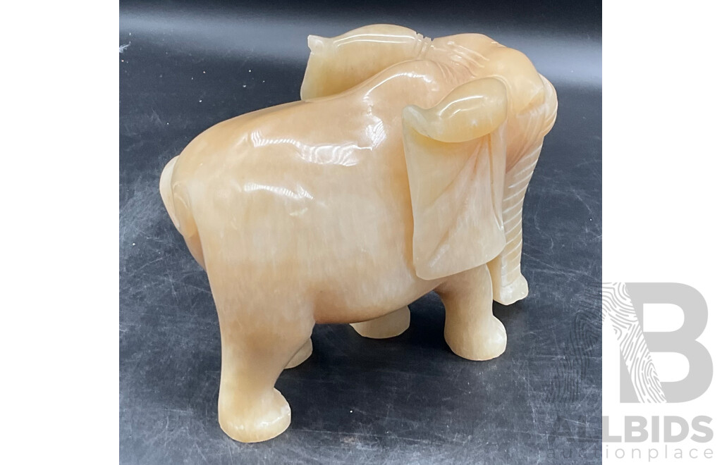 Carved Semi-Precious Elephant Statue