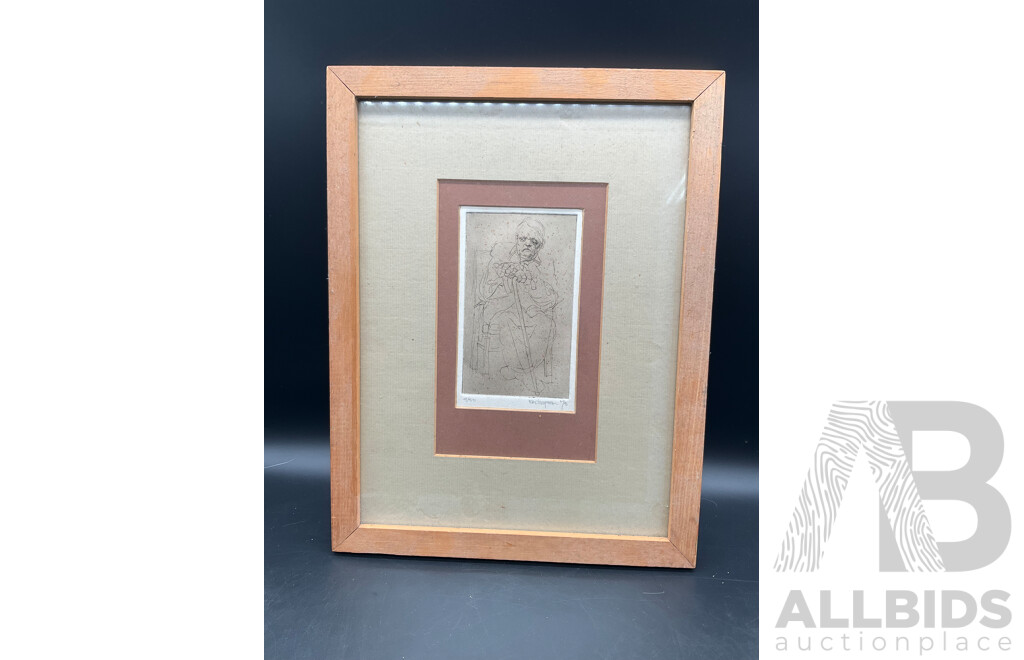 Portrait of Man by RONCHAPMAN (1975) -  33 X 25 Cm (frame)