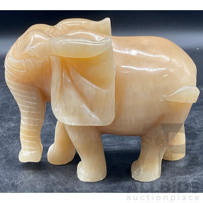 Carved Semi-Precious Elephant Statue