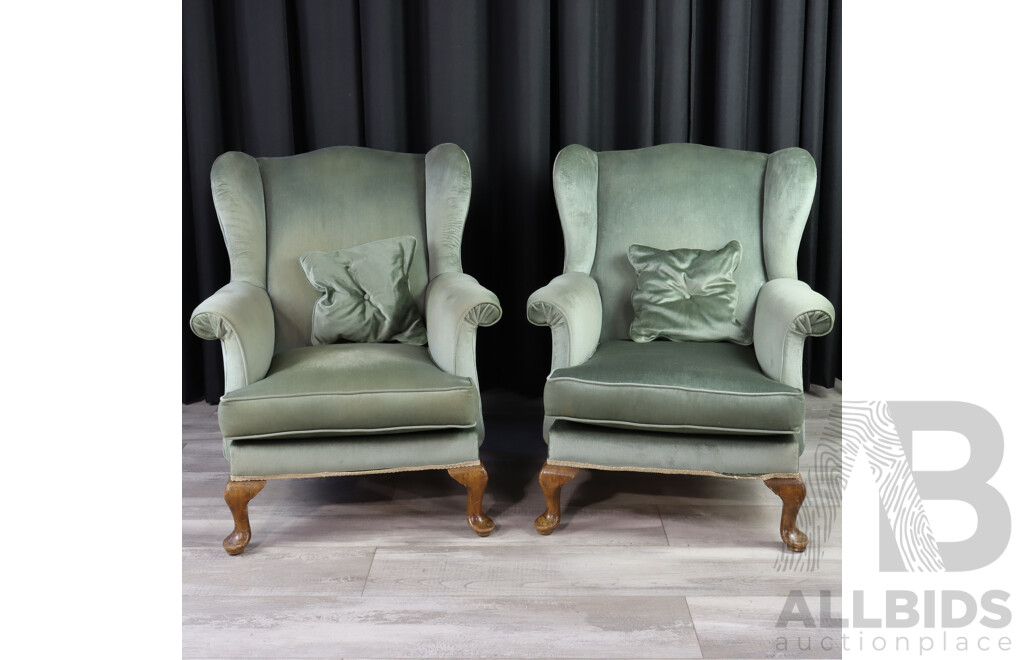 Pair of Velvet Wingback Chairs