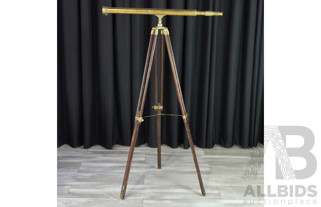 Reproduction Brass Telescope on Timber Tripod Base