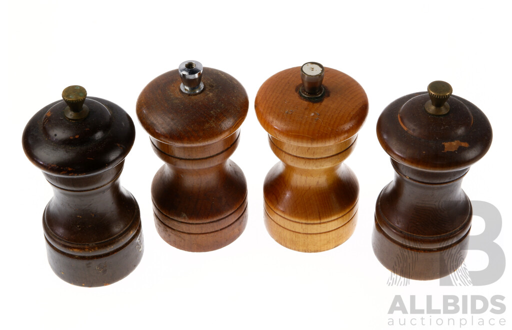 Four Pepper Grinders Including Two Small Marlux French Examples and More