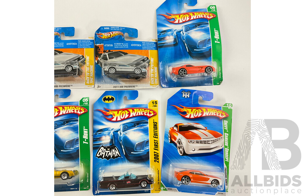 Ten Boxed Diecast 2000's Hot Wheels Including Treasure Hunt and First Edition