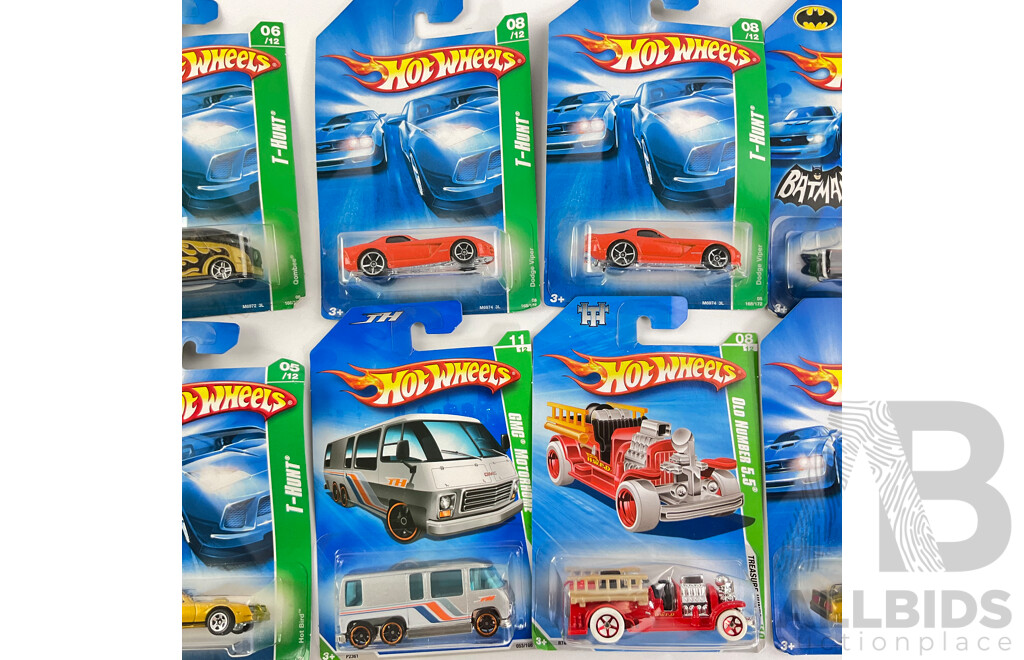 Ten Boxed Diecast 2000's Hot Wheels Including Treasure Hunt and First Edition