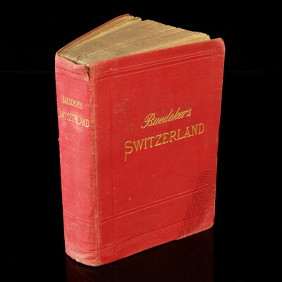 Antique Baedeker Switzerland Handbook for Travellers, 1913, Includes Fold Out Front Map