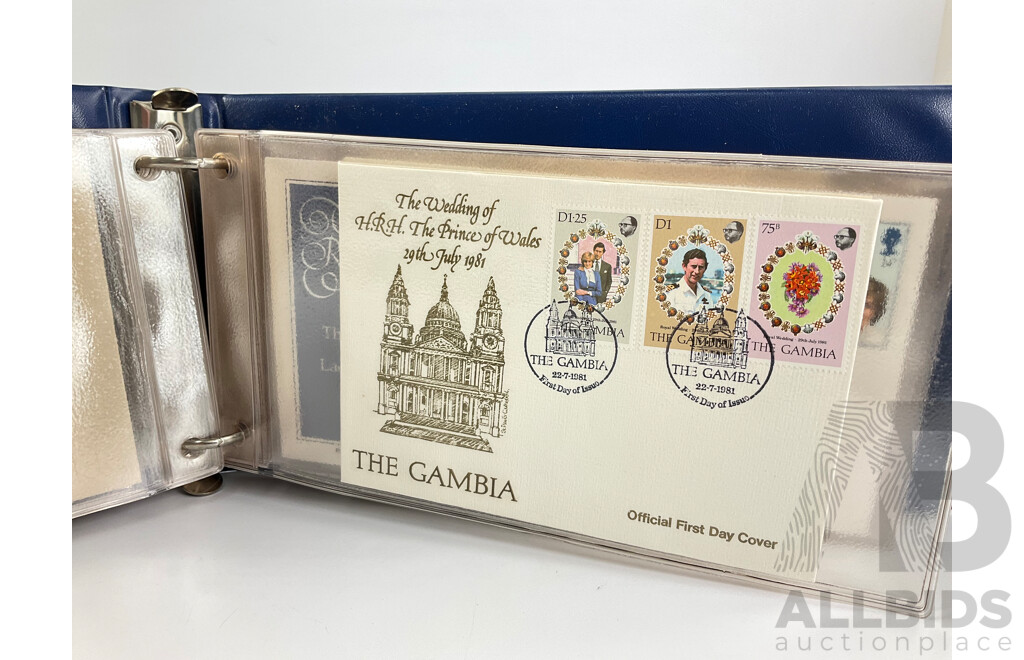 Commonwealth Countries 1981 Royal Wedding First Day Covers Album Including Samoa, Bermuda, Sierra Leone, Mauritius, Fiji, Solomon Islands, Cayman Islands, Australia and More