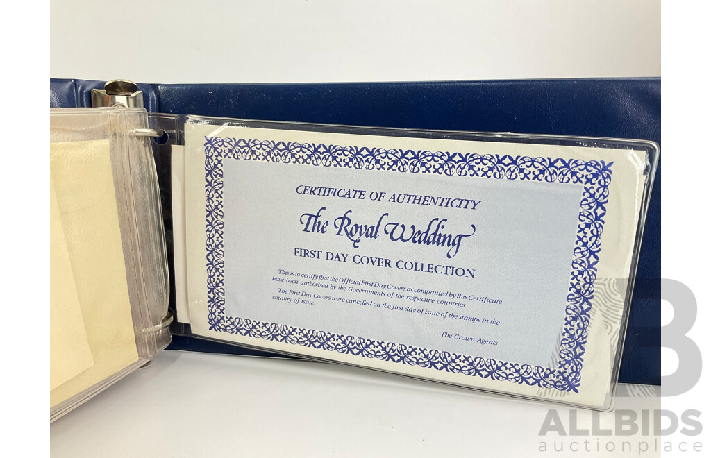 Commonwealth Countries 1981 Royal Wedding First Day Covers Album Including Samoa, Bermuda, Sierra Leone, Mauritius, Fiji, Solomon Islands, Cayman Islands, Australia and More