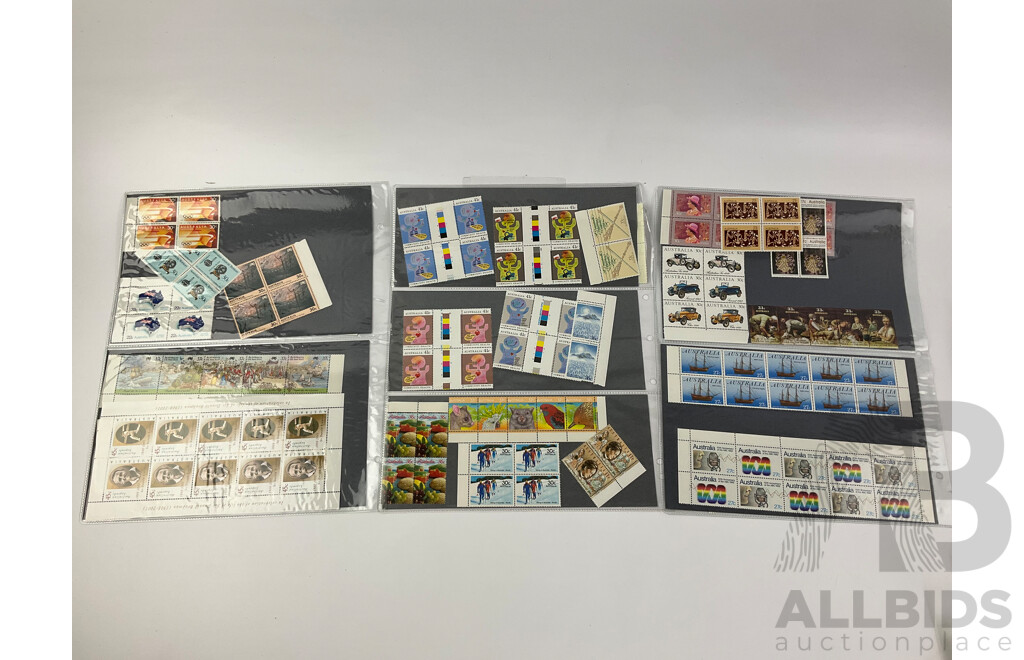 Collection of Australian Mint Stamps, Blocks and Gutters with Albums and International Stamps, UK Queen Victoria and More