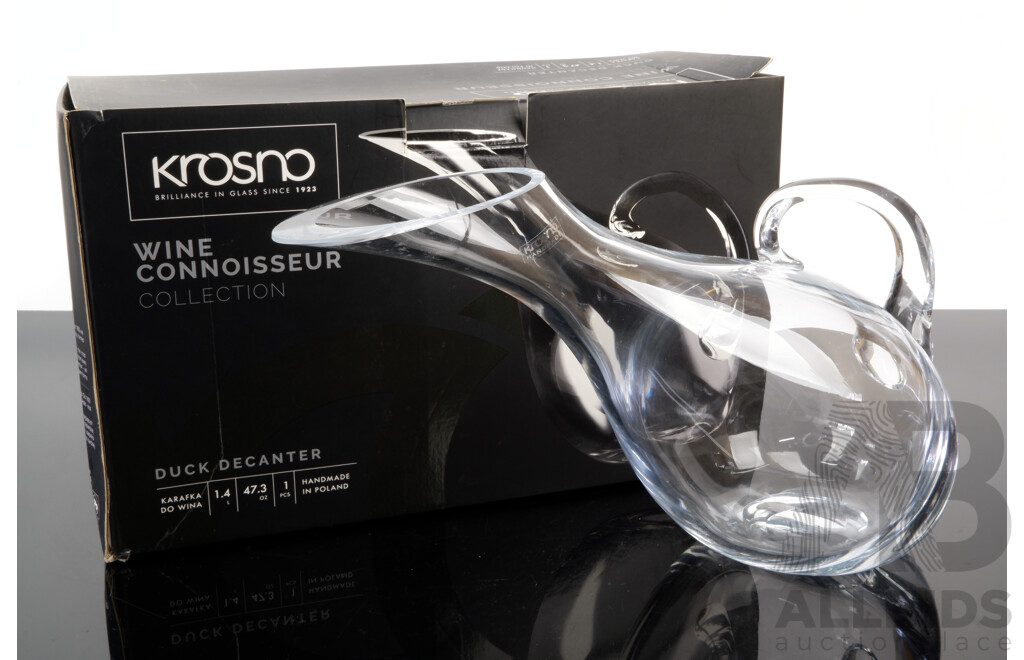 Retro Krosno Wine Connoisseur Duck Decanter in Original Box