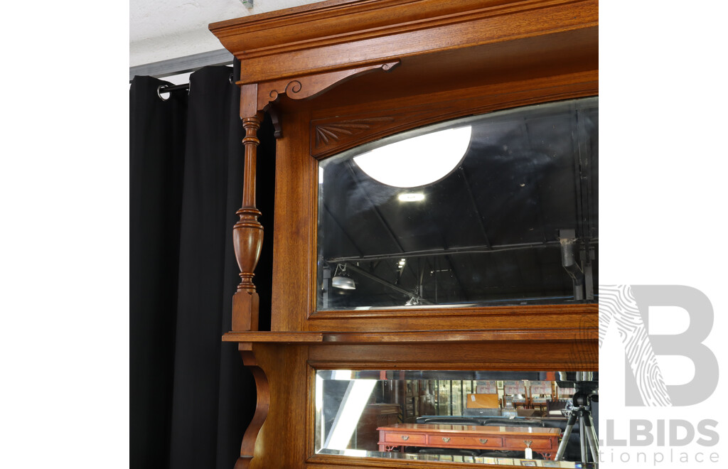 Edwardian Oak Mirrored Back Sideboard