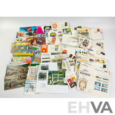 Collection of Pacific 1960's-2000's Stamp Packs and First Day Covers Including Papua New Guinea, British Solomon Islands, Niue, Norfolk Islands, Samoa, Aitutaki, Australia