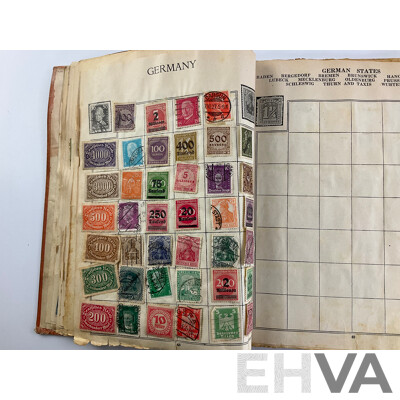 Stamp Album of Antique and Vintage Stamps Including Australian Red Harbour Bridge, New Zealand Pre Decimal, Canada, China, Portugal, Japan, Straits Settlements and More - Variety of Over Prints