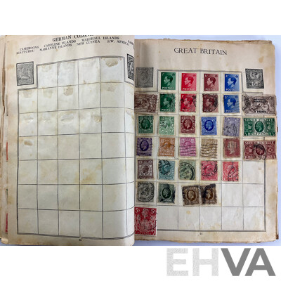 Stamp Album of Antique and Vintage Stamps Including Australian Red Harbour Bridge, New Zealand Pre Decimal, Canada, China, Portugal, Japan, Straits Settlements and More - Variety of Over Prints