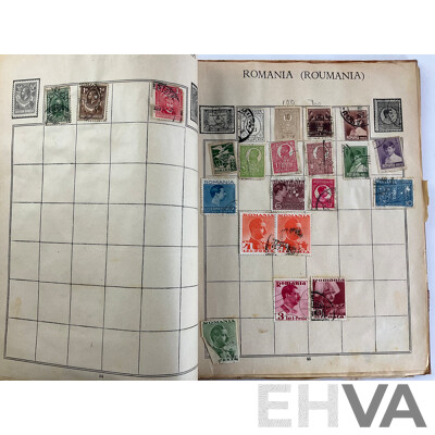 Stamp Album of Antique and Vintage Stamps Including Australian Red Harbour Bridge, New Zealand Pre Decimal, Canada, China, Portugal, Japan, Straits Settlements and More - Variety of Over Prints